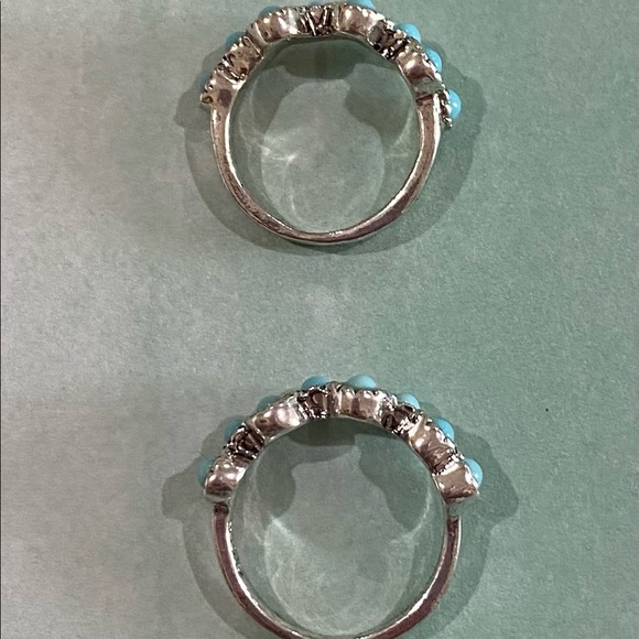 ❤️ 2 for $10 ❤️ New Silver Turquoise Rings - Size 6 or 7 - Picture 2 of 4
